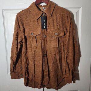 NWT Beyove Women's Oversized Brown Corduroy Shacket - Size Small